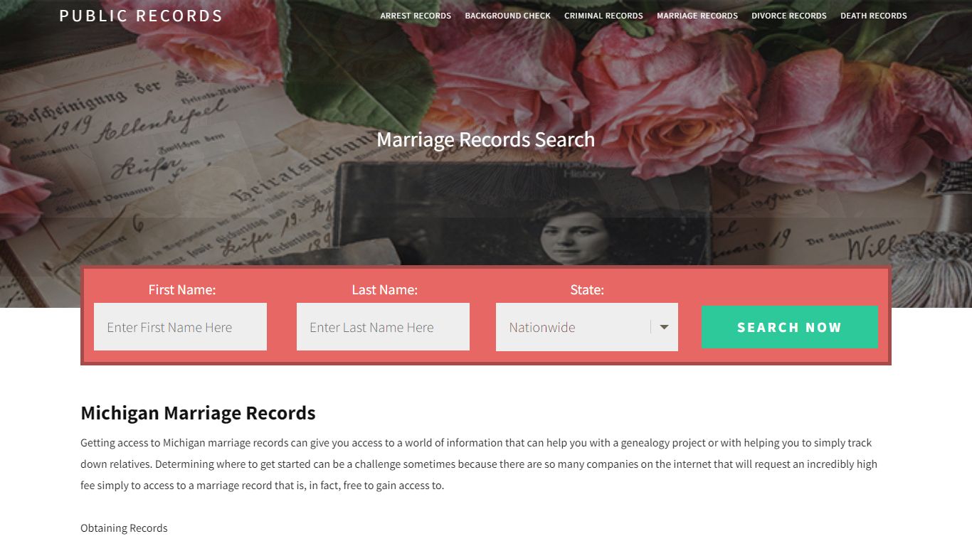 Michigan Marriage Records | Enter Name and Search. 14Days Free